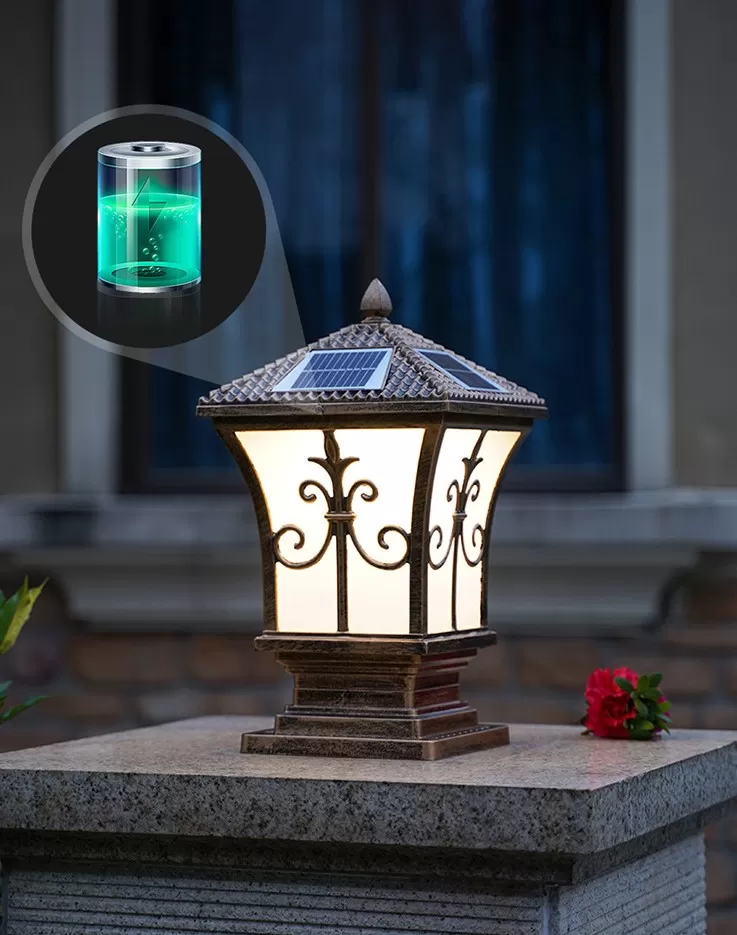 Đèn đồng trụ cổng năng lượng mặt trời TD-17-20 Đen 2