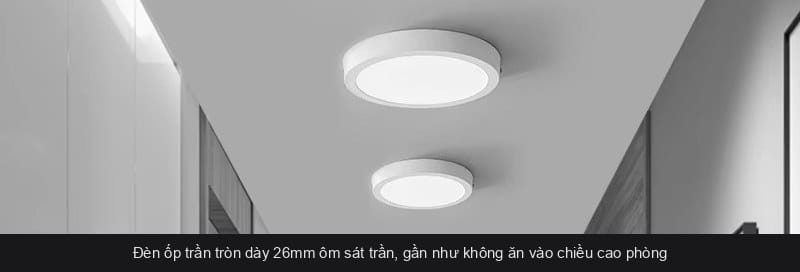 Đèn ốp trần tròn mỏng ôm sát trần cho ban công trần thấp