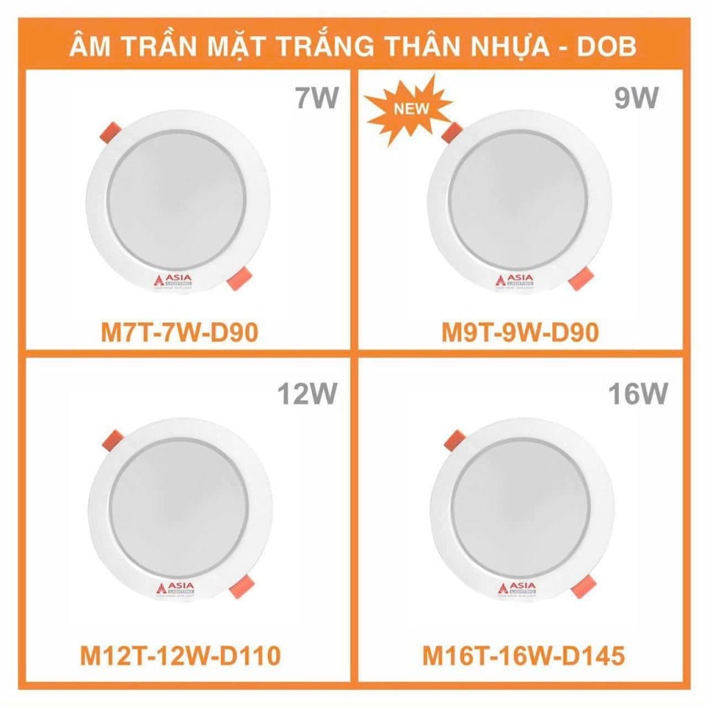 Đèn LED âm trần thân nhựa Asia M16T 16W 2