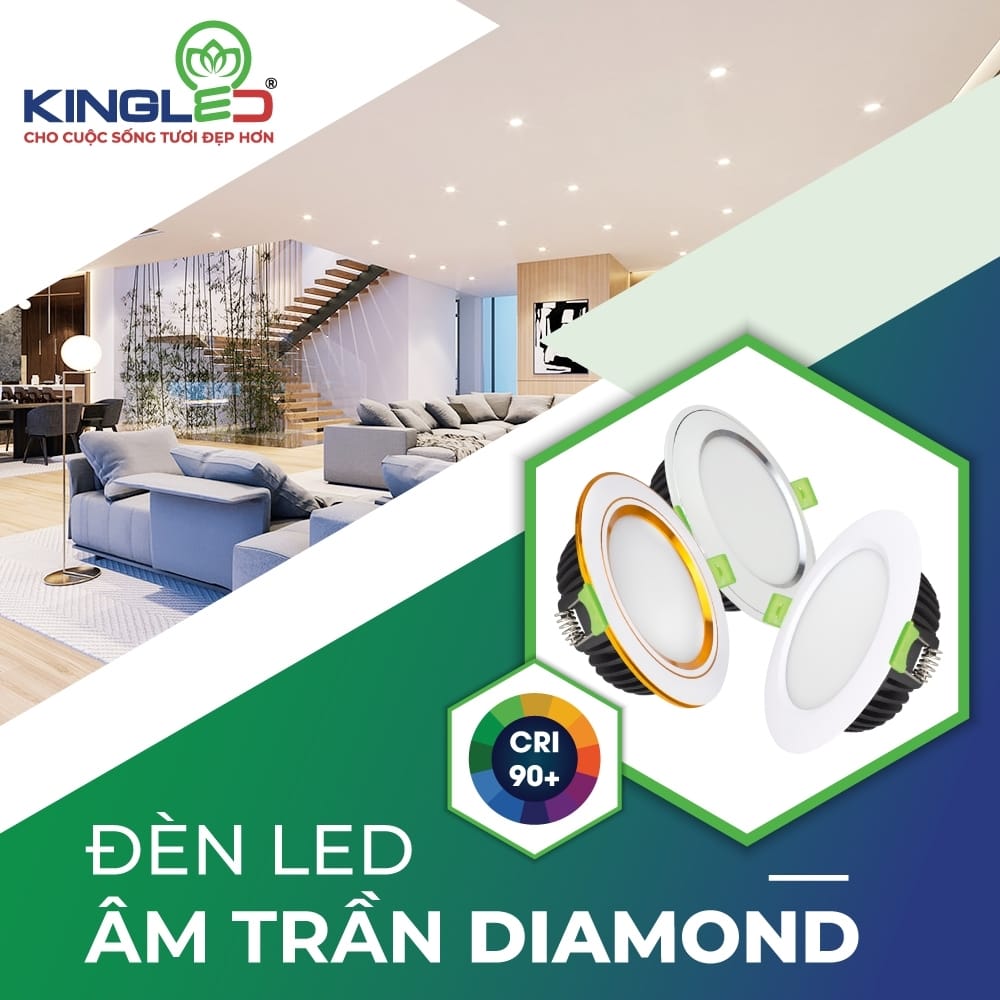 Đèn LED âm trần Diamond viền màu KINGLED DDL-10SS-T120-DM-PV 2