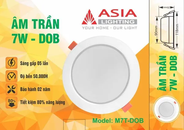 Đèn LED âm trần thân nhựa Asia M16T-DM 16W 3