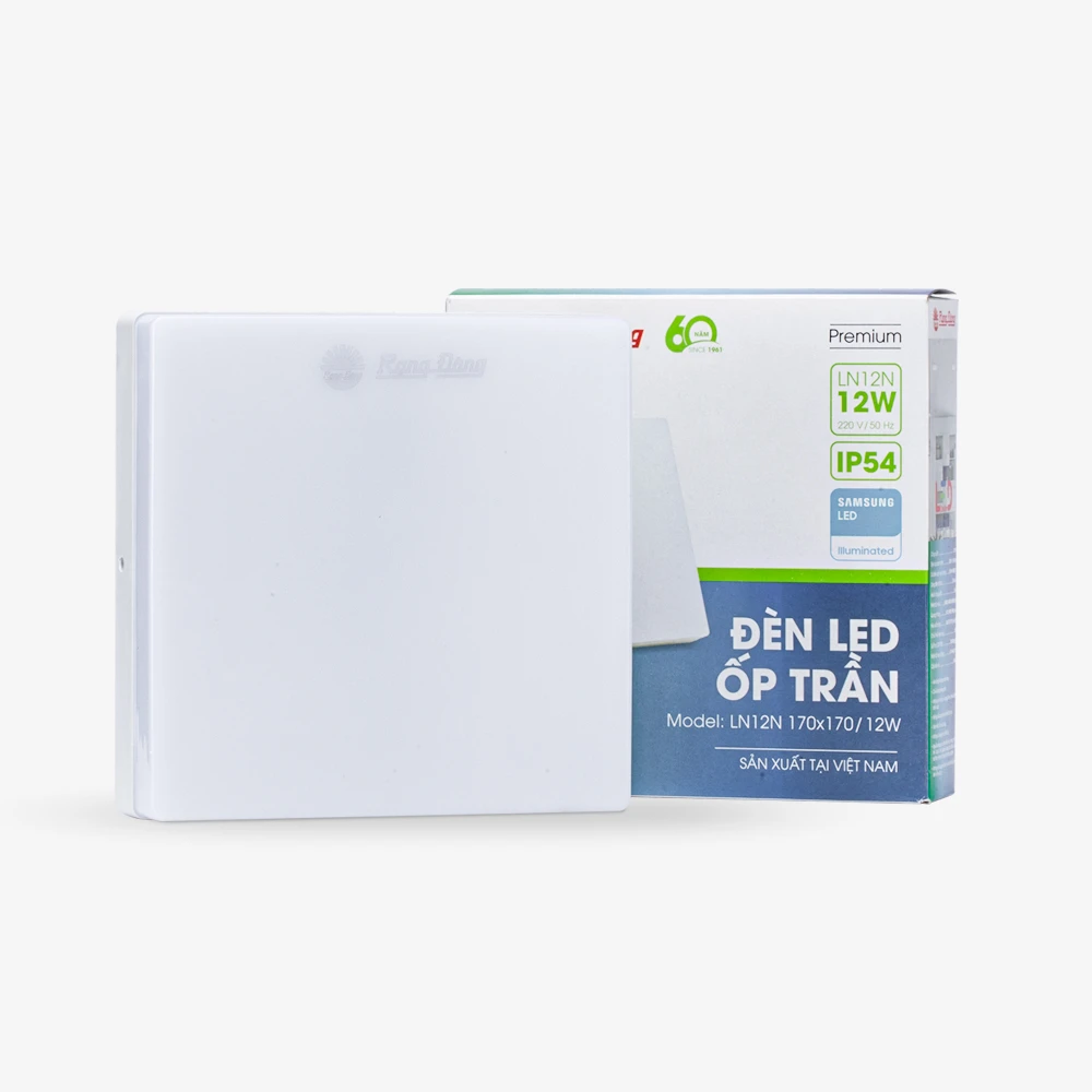 Đèn LED Ốp Trần Vuông Đế Nhựa 170x170/12W LN12N Rạng Đông 2