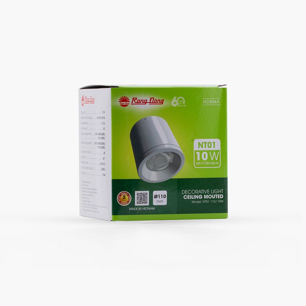 Đèn LED Downlight Nổi Trần 110/10W NT01 Rạng Đông