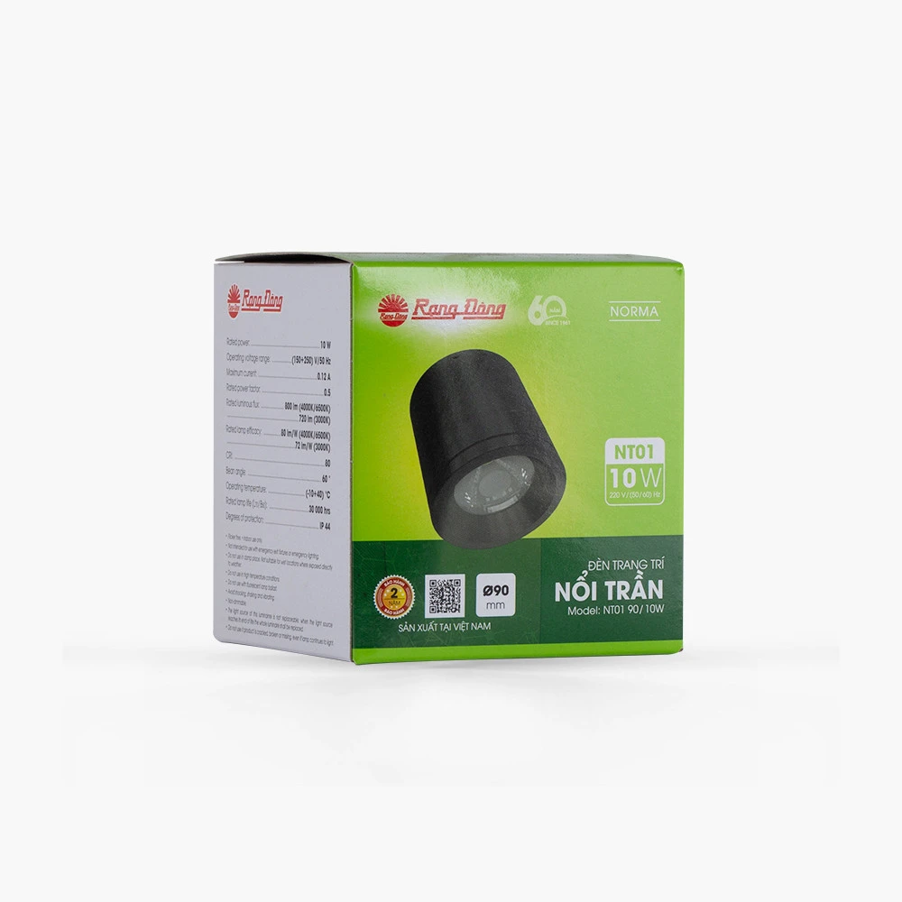 Đèn LED Downlight Nổi Trần 90/10W NT01 Rạng Đông