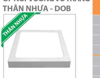 Đèn ốp trần nổi vuông Asia thân nhựa vỏ trắng
