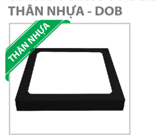Đèn ốp trần nổi vuông Asia thân nhựa vỏ đen
