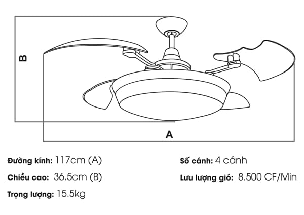 Quạt Trần Đèn KaiyoKukan 214ORB 6