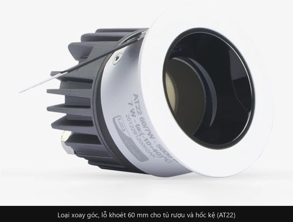 Đèn mắt trâu Rạng Đông AT22 xoay góc lỗ khoét 60 mm cho tủ rượu và hốc kệ