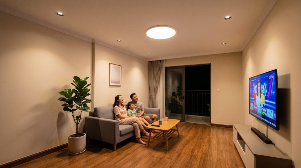 Đèn ốp trần phòng khách: chọn đường kính bao nhiêu mm và bao nhiêu lumen.
