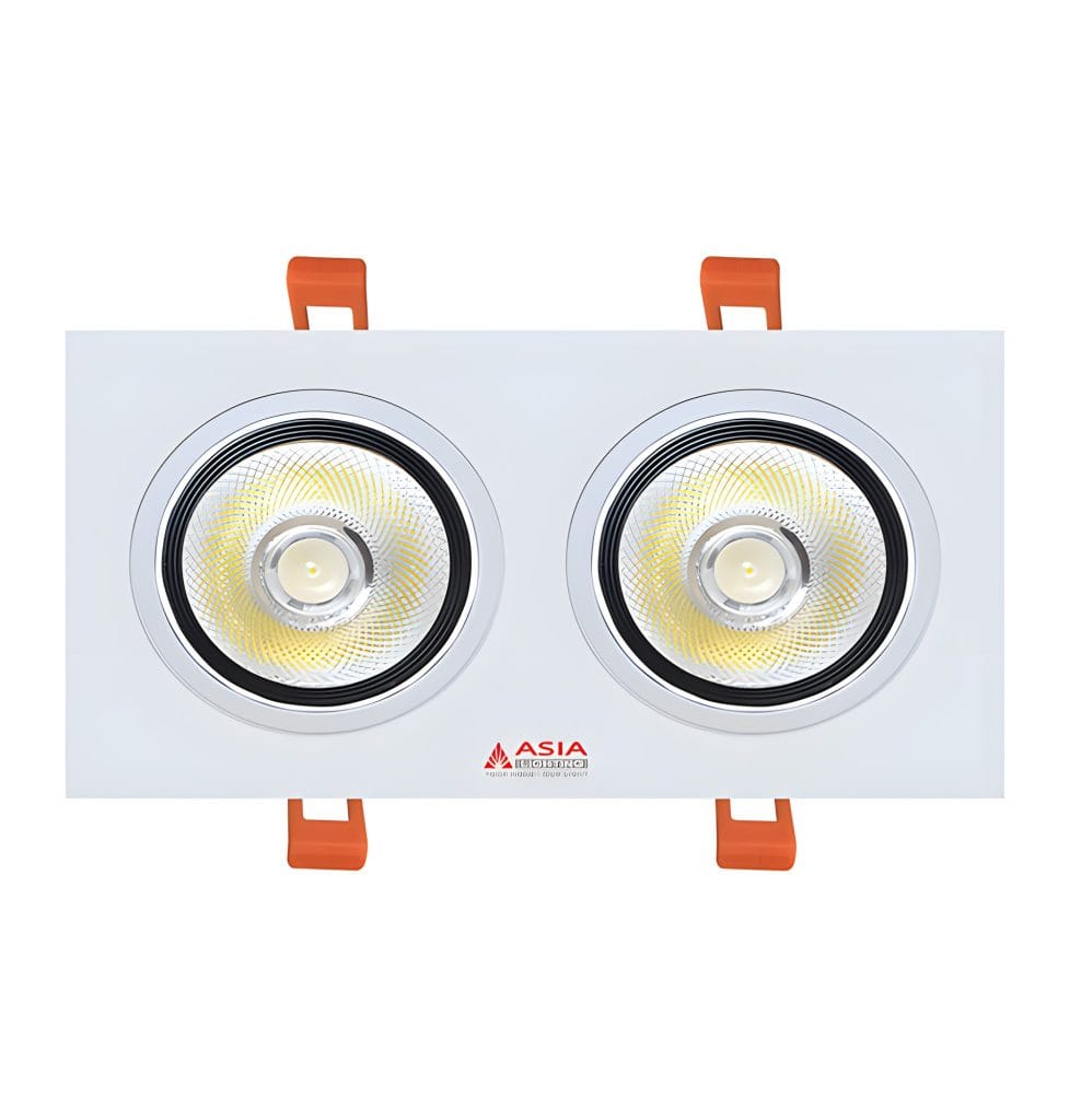 Đèn LED spotlight âm trần vuông Asia AV20 20W bộ đôi 2 bóng vỏ trắng