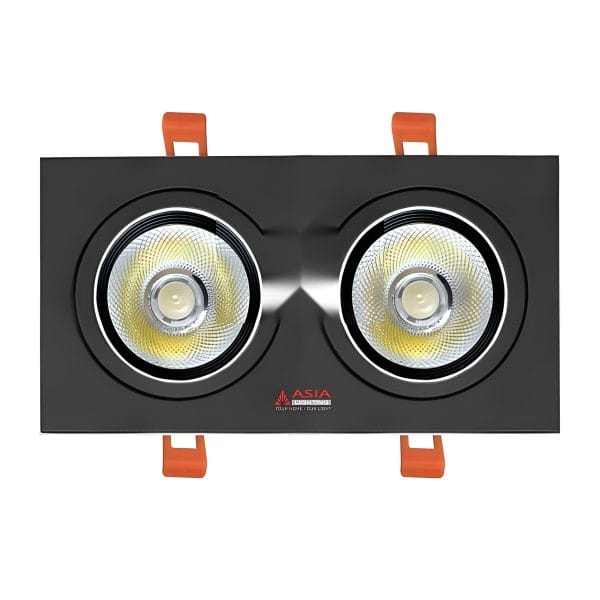 Đèn LED spotlight âm trần vuông Asia AVD20 20W bộ đôi 2 bóng vỏ đen