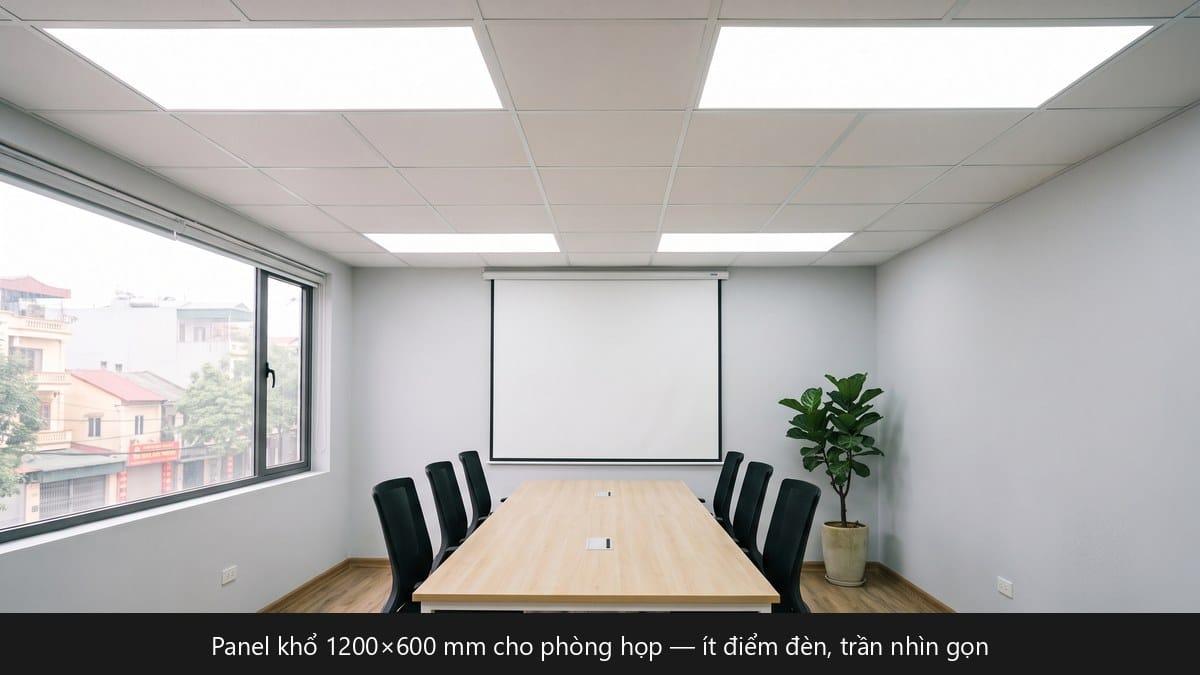 Đèn LED panel Rạng Đông khổ 1200x600 mm lắp phòng họp