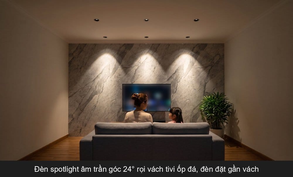 Đèn spotlight âm trần: chọn cỡ khoét, công suất và góc chiếu.