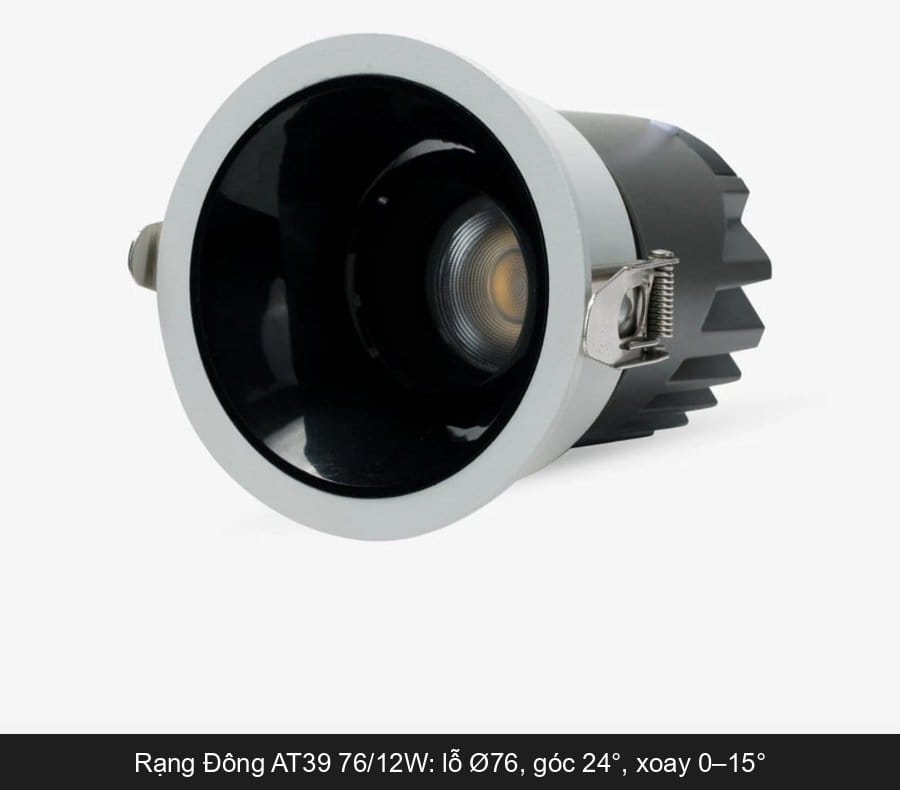 Đèn spotlight Rạng Đông AT39 76/12W xoay góc lỗ khoét 76