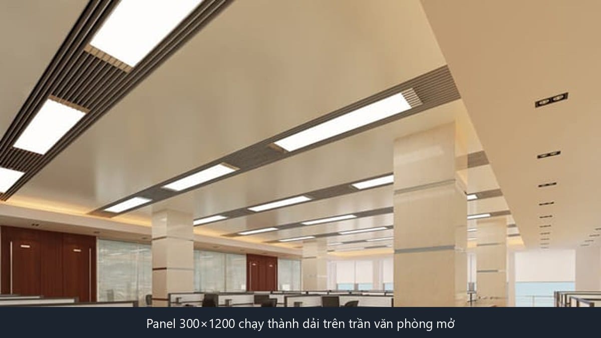 Đèn LED panel 300x1200 Rạng Đông 50W chạy thành dải trên trần văn phòng mở