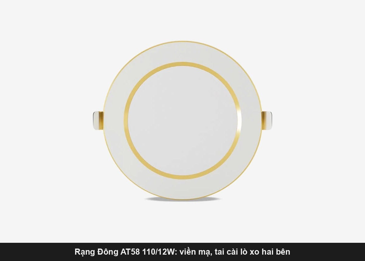 Đèn downlight âm trần Rạng Đông AT58 110/12W viền mạ vàng