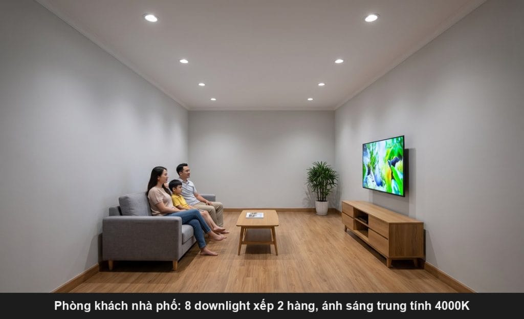 Đèn âm trần Rạng Đông 9W lắp phòng nào, cần bao nhiêu bộ